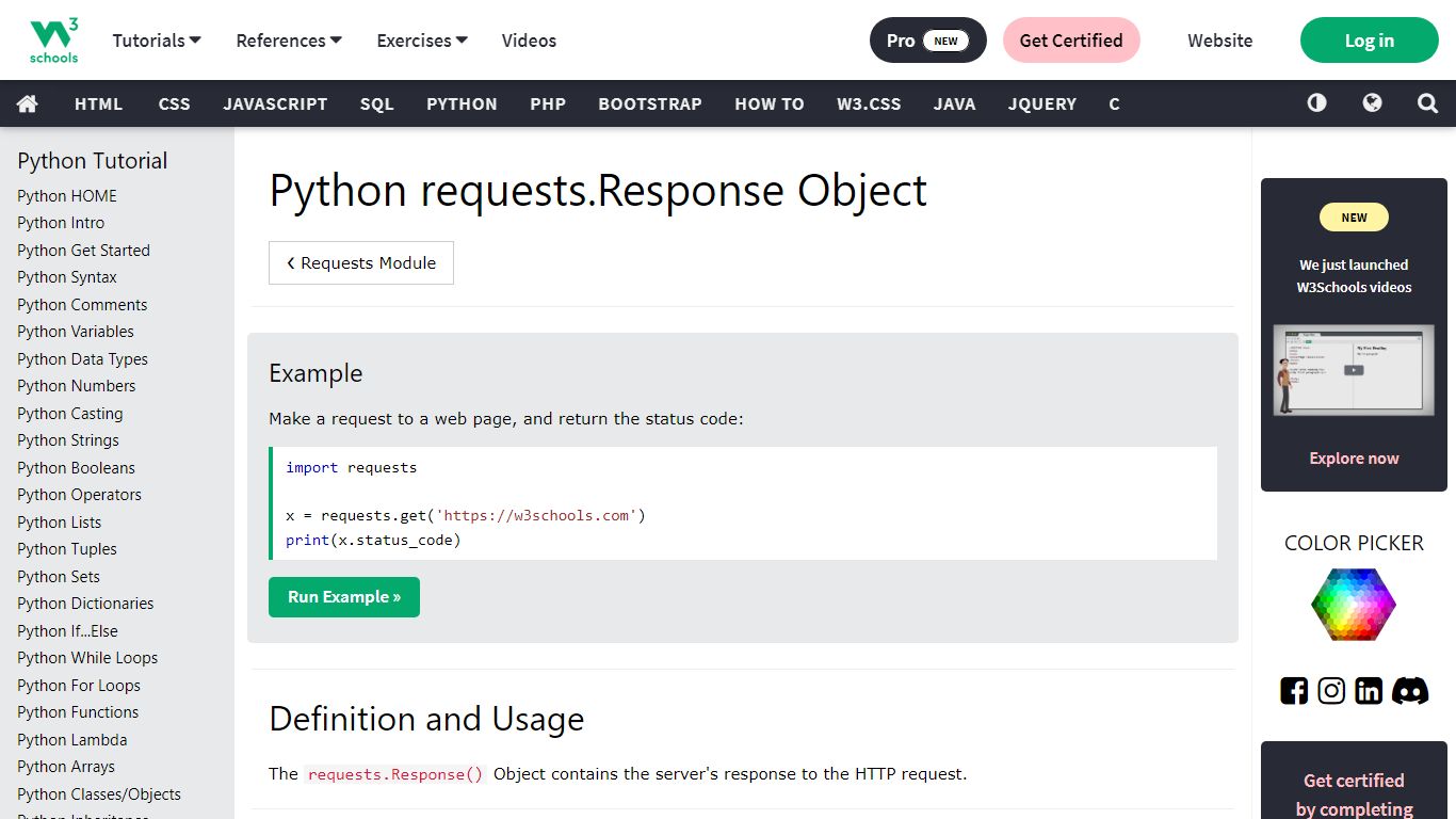 Python requests.Response Object - W3Schools